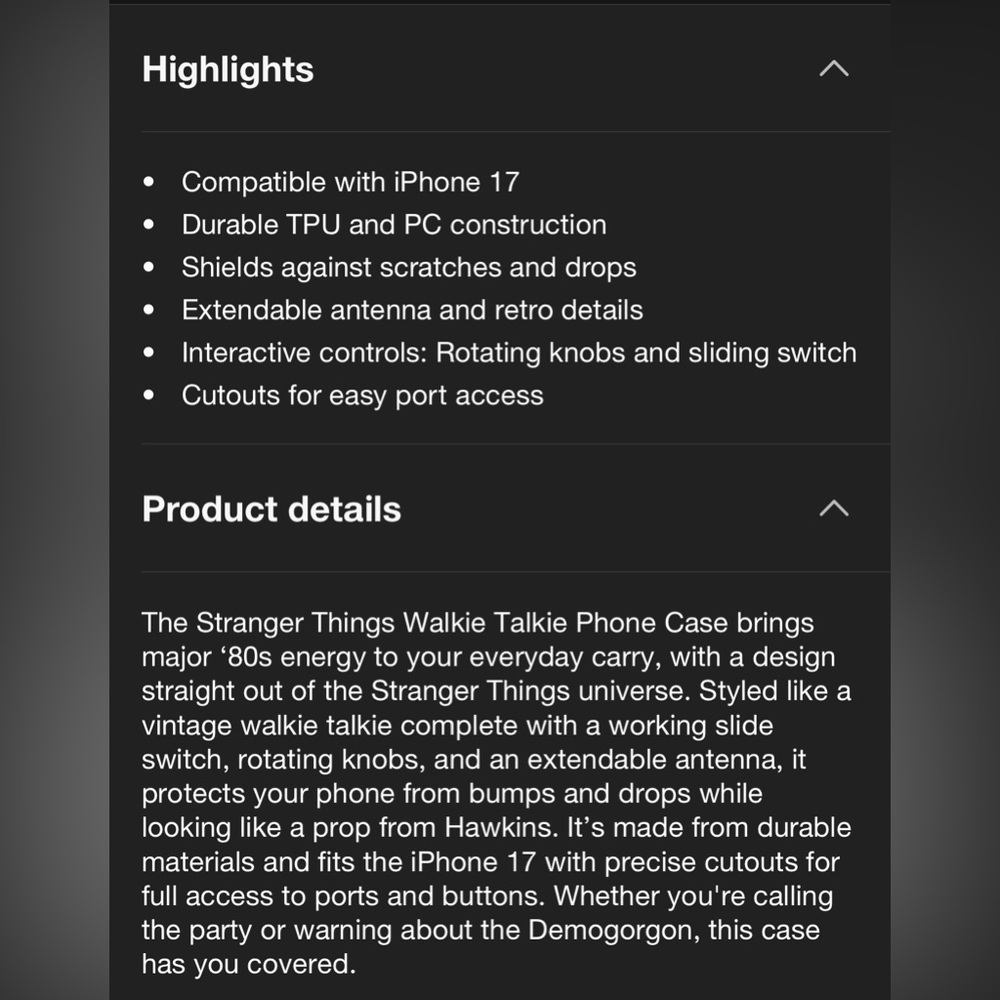 Stranger Things Walkie-Talkie Phone Case Apple iPhone 17 Extendable Antenna NEW - Picture 3 of 8